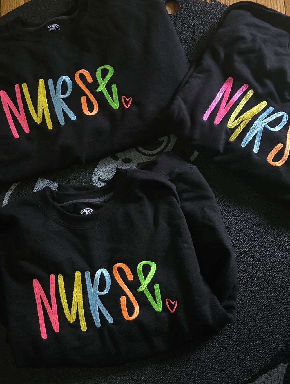 NURSE Black NEW Embroidered Sweatshirt LARGE